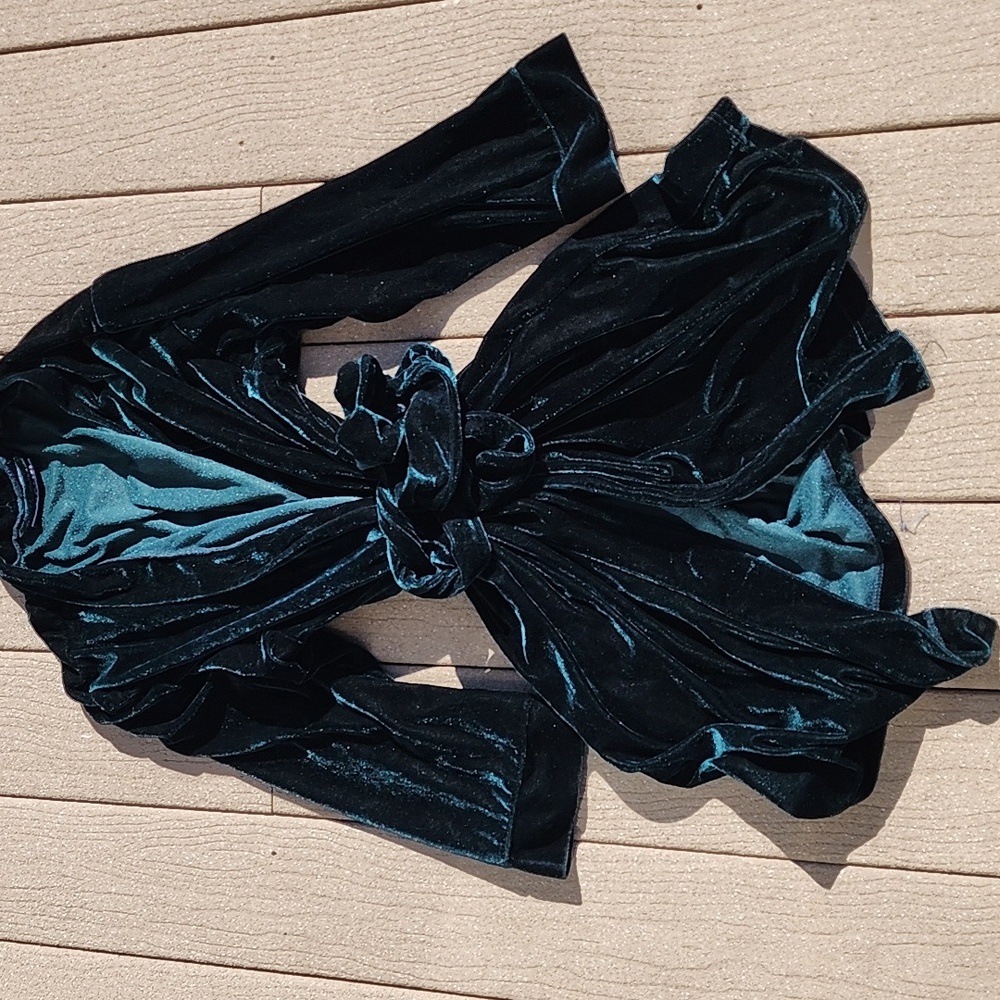 (M) Velvet Short Robe in Deep Emerald Green Soft Flirty Loungwear Fun Comfy